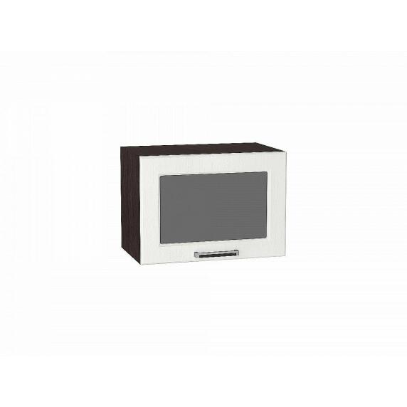 Шкаф верхний горизонтальный остекленный Прага Белое дерево Graphite 358*500*318