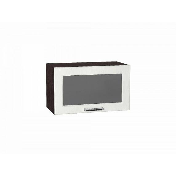 Шкаф верхний горизонтальный остекленный Прага Белое дерево Graphite 358*600*318