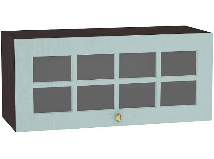 Шкаф верхний горизонтальный остекленный Прованс ВГ 800 Голубой-Венге