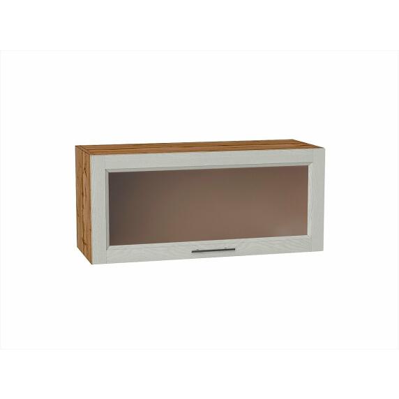 Шкаф верхний горизонтальный остекленный Сканди Cappuccino Softwood Дуб Вотан 358*800*320