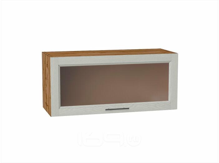 Шкаф верхний горизонтальный остекленный Сканди Cappuccino Softwood Дуб Вотан 358*800*320