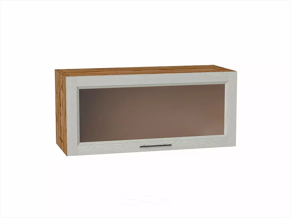 Шкаф верхний горизонтальный остекленный Сканди Cappuccino Softwood Дуб Вотан 358*800*320