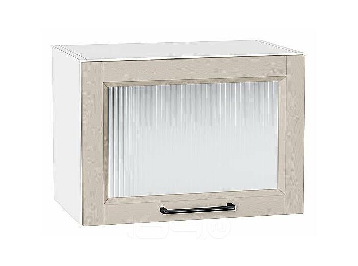 Шкаф верхний горизонтальный остекленный Сканди Cream Silkwood/Белый 358*500*320