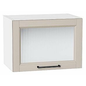 Шкаф верхний горизонтальный остекленный Сканди Cream Silkwood/Белый 358*500*320