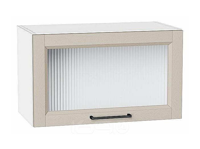 Шкаф верхний горизонтальный остекленный Сканди Cream Silkwood/Белый 358*600*320