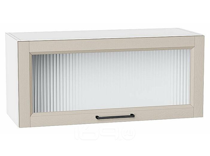 Шкаф верхний горизонтальный остекленный Сканди Cream Silkwood/Белый 358*800*320