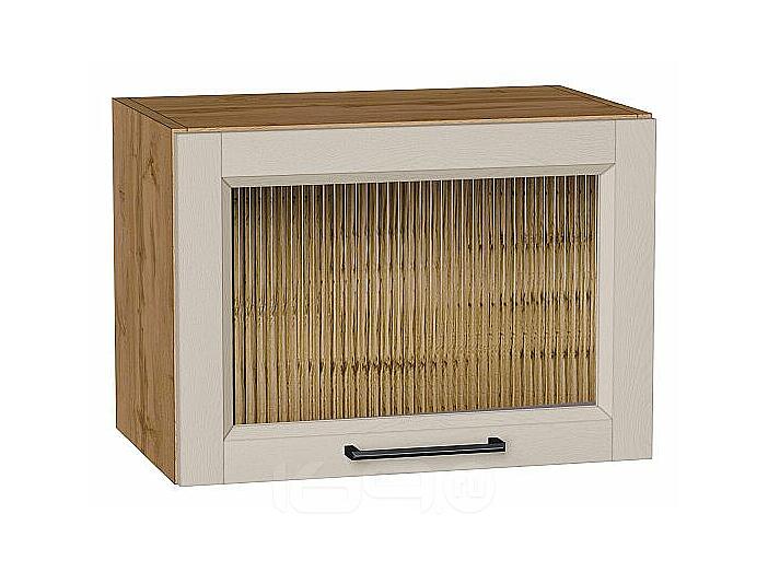 Шкаф верхний горизонтальный остекленный Сканди Cream Silkwood/Дуб Вотан 358*500*320