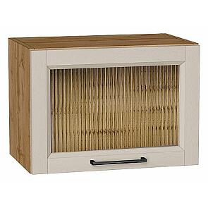 Шкаф верхний горизонтальный остекленный Сканди Cream Silkwood/Дуб Вотан 358*500*320