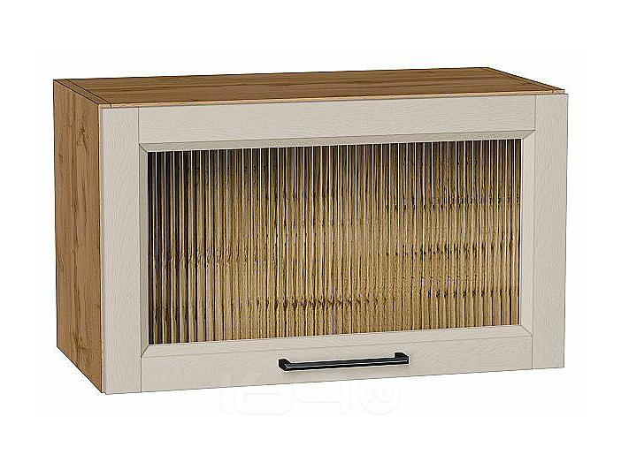 Шкаф верхний горизонтальный остекленный Сканди Cream Silkwood/Дуб Вотан 358*600*320