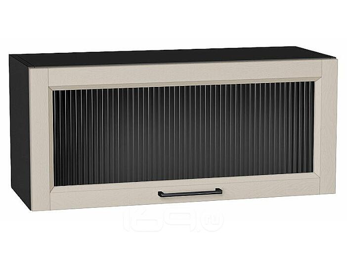 Шкаф верхний горизонтальный остекленный Сканди Cream Silkwood/Graphite 358*800*320