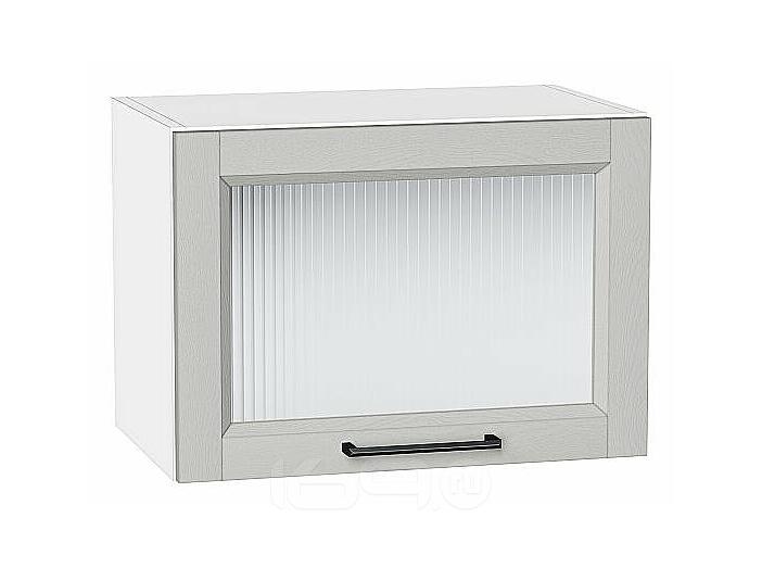 Шкаф верхний горизонтальный остекленный Сканди Grey Silkwood/Белый 358*500*320