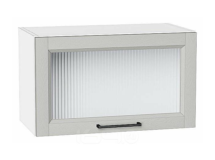 Шкаф верхний горизонтальный остекленный Сканди Grey Silkwood/Белый 358*600*320