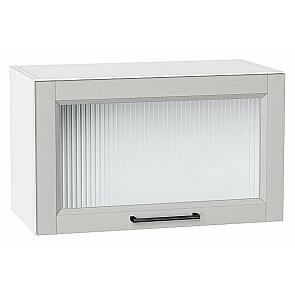 Шкаф верхний горизонтальный остекленный Сканди Grey Silkwood/Белый 358*600*320