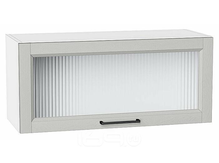 Шкаф верхний горизонтальный остекленный Сканди Grey Silkwood/Белый 358*800*320