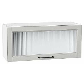 Шкаф верхний горизонтальный остекленный Сканди Grey Silkwood/Белый 358*800*320