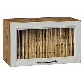 Шкаф верхний горизонтальный остекленный Сканди Grey Silkwood/Дуб Вотан 358*600*320