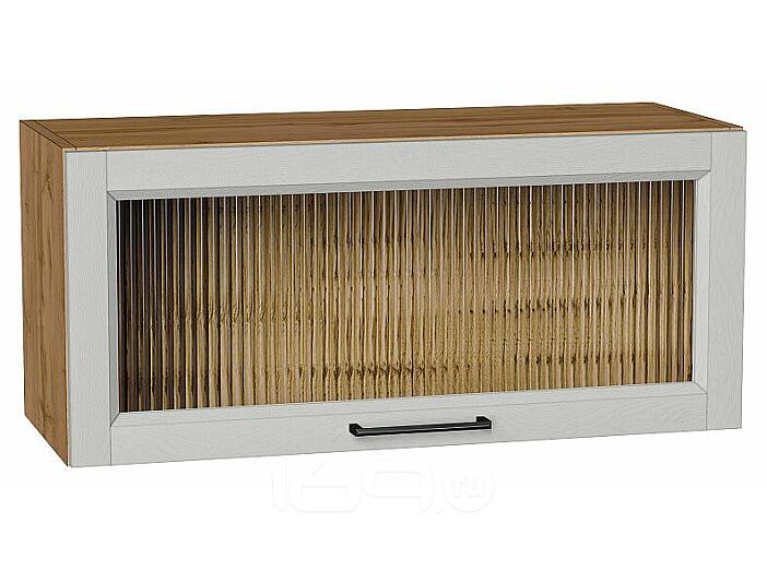 Шкаф верхний горизонтальный остекленный Сканди Grey Silkwood/Дуб Вотан 358*800*320