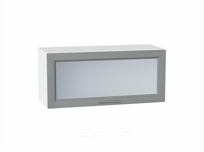 Шкаф верхний горизонтальный остекленный Сканди Grey Softwood Белый 358*800*320
