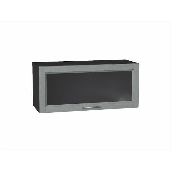 Шкаф верхний горизонтальный остекленный Сканди Grey Softwood Graphite 358*800*320