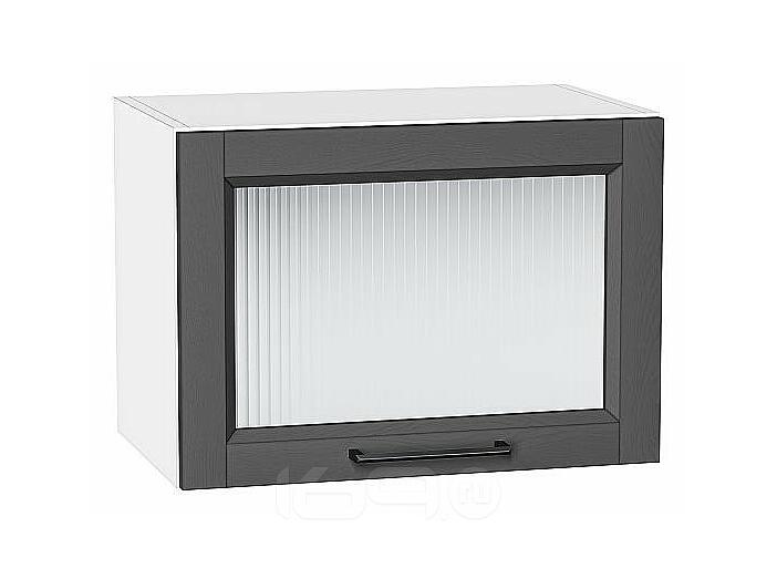 Шкаф верхний горизонтальный остекленный Сканди Stormy Silkwood/Белый 358*500*320