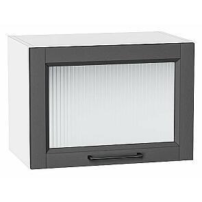 Шкаф верхний горизонтальный остекленный Сканди Stormy Silkwood/Белый 358*500*320