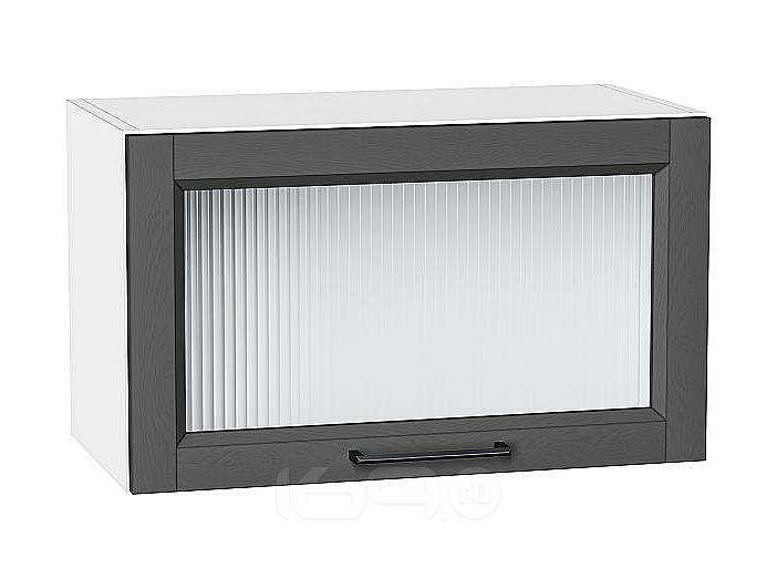 Шкаф верхний горизонтальный остекленный Сканди Stormy Silkwood/Белый 358*600*320