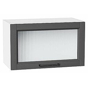 Шкаф верхний горизонтальный остекленный Сканди Stormy Silkwood/Белый 358*600*320