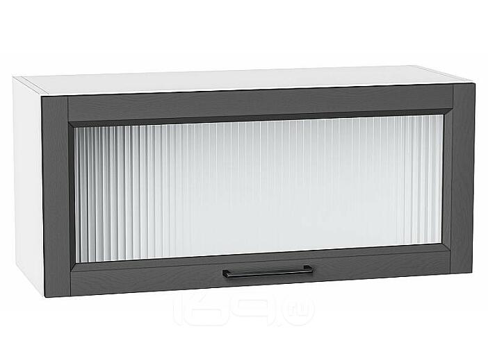 Шкаф верхний горизонтальный остекленный Сканди Stormy Silkwood/Белый 358*800*320