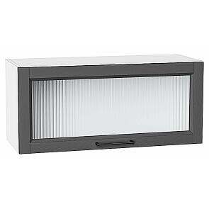 Шкаф верхний горизонтальный остекленный Сканди Stormy Silkwood/Белый 358*800*320