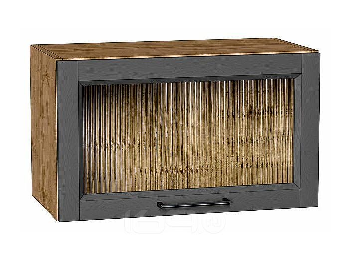 Шкаф верхний горизонтальный остекленный Сканди Stormy Silkwood/Дуб Вотан 358*600*320