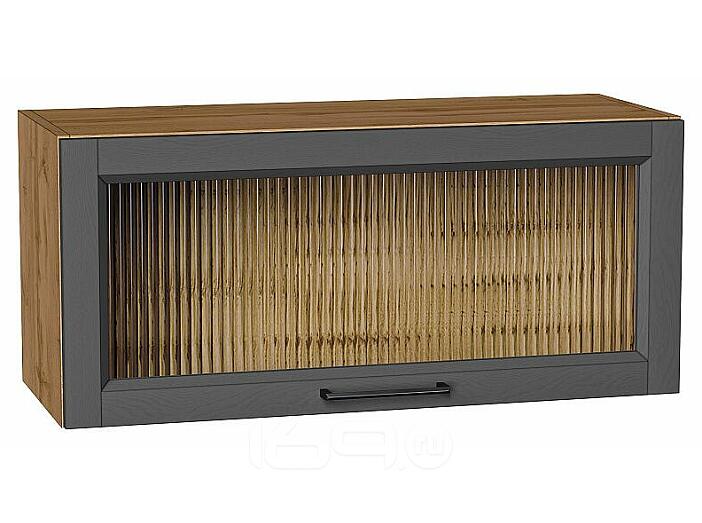 Шкаф верхний горизонтальный остекленный Сканди Stormy Silkwood/Дуб Вотан 358*800*320