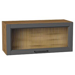 Шкаф верхний горизонтальный остекленный Сканди Stormy Silkwood/Дуб Вотан 358*800*320