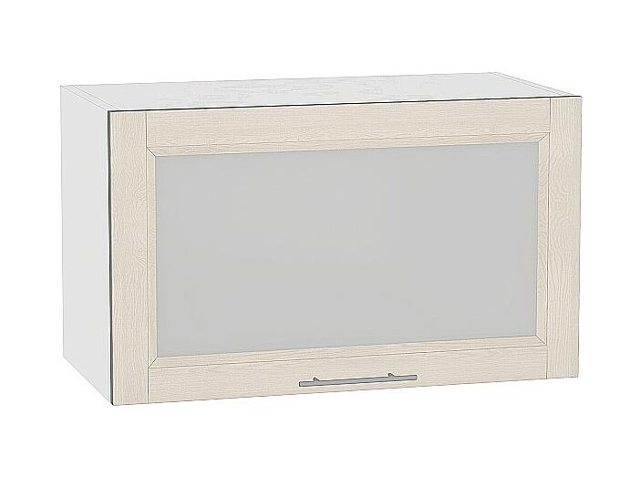 Шкаф верхний горизонтальный остекленный Сканди ВГ 600 Cappuccino Softwood-Белый