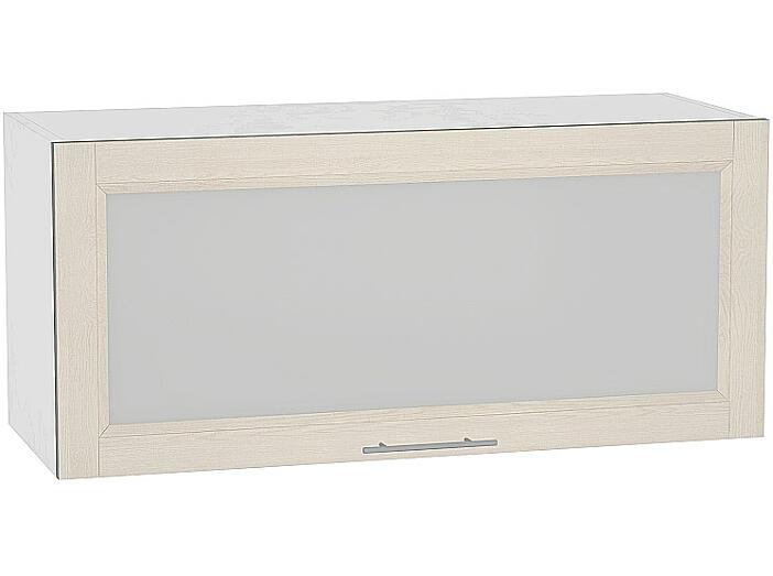 Шкаф верхний горизонтальный остекленный Сканди ВГ 800 Cappuccino Softwood-Белый