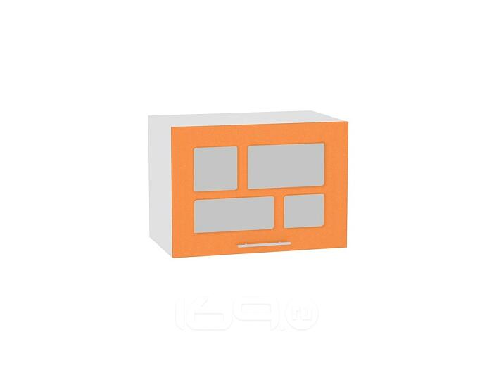 Шкаф верхний горизонтальный остекленный Техно ВГ 500 Оранжевый металлик-Белый