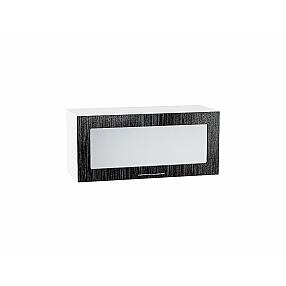 Шкаф верхний горизонтальный остекленный Валерия-М Черный металлик дождь Белый 358*800*318