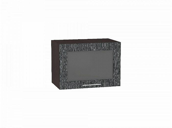 Шкаф верхний горизонтальный остекленный Валерия-М Черный металлик дождь Graphite