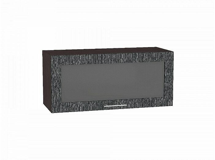 Шкаф верхний горизонтальный остекленный Валерия-М Черный металлик дождь Graphite