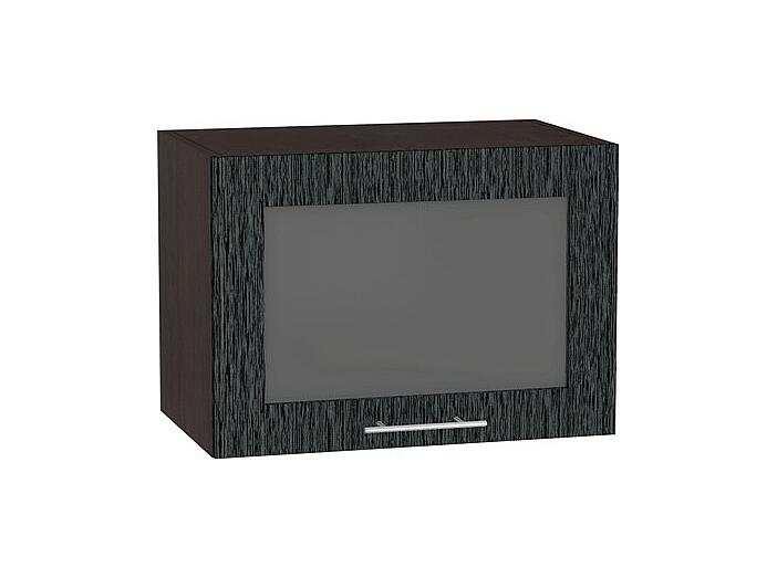 Шкаф верхний горизонтальный остекленный Валерия-М ВГ 500 Черный металлик дождь-Венге