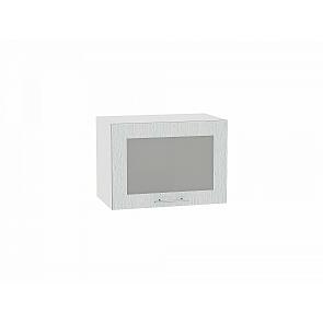 Шкаф верхний горизонтальный остекленный Валерия-М ВГ 500 Серый металлик дождь светлый-Белый