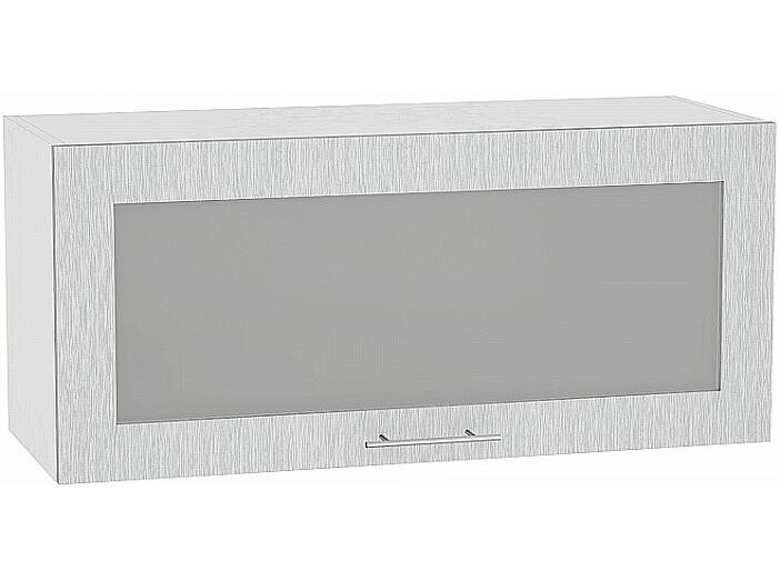 Шкаф верхний горизонтальный остекленный Валерия-М ВГ 800 Серый металлик дождь светлый-Белый
