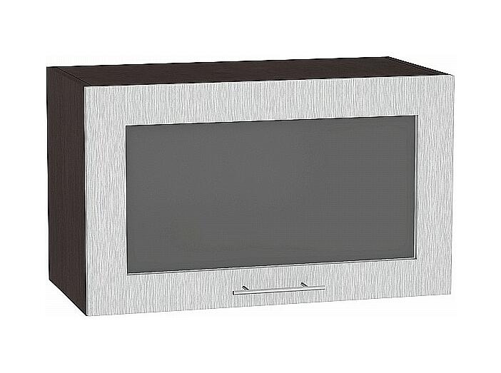 Шкаф верхний горизонтальный остекленный Валерия-М ВГ 600 Серый металлик дождь светлый-Венге