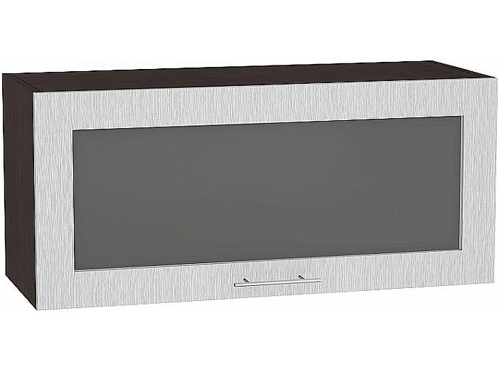 Шкаф верхний горизонтальный остекленный Валерия-М ВГ 800 Серый металлик дождь светлый-Венге