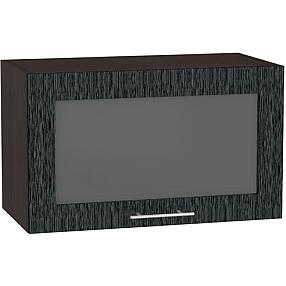 Шкаф верхний горизонтальный остекленный Валерия-М ВГ 600 Черный металлик дождь-Венге