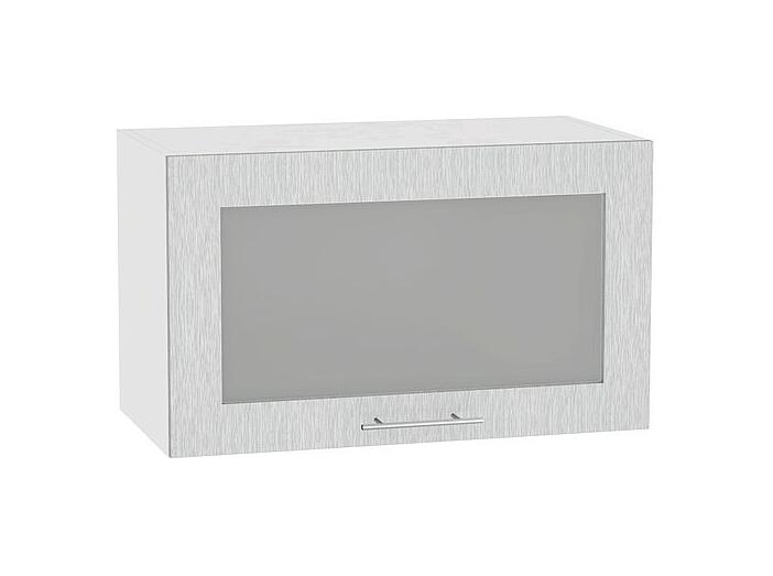 Шкаф верхний горизонтальный остекленный Валерия-М ВГ 600 Серый металлик дождь-Белый