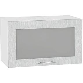 Шкаф верхний горизонтальный остекленный Валерия-М ВГ 600 Серый металлик дождь-Белый