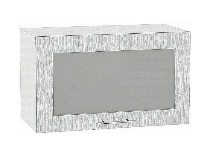 Шкаф верхний горизонтальный остекленный Валерия-М ВГ 600 Серый металлик дождь светлый-Белый