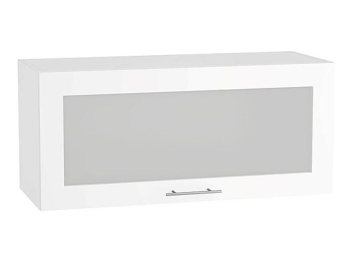 Шкаф верхний горизонтальный остекленный Валерия-М ВГ 800 Белый глянец-Белый
