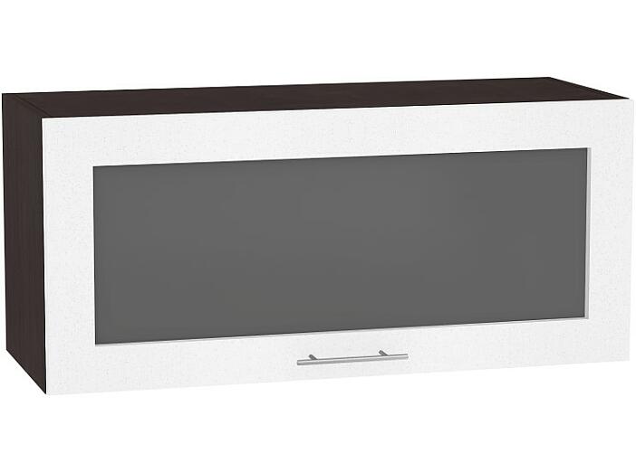 Шкаф верхний горизонтальный остекленный Валерия-М ВГ 800 Белый металлик-Венге