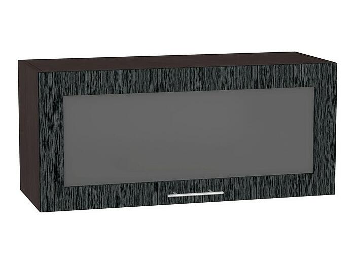 Шкаф верхний горизонтальный остекленный Валерия-М ВГ 800 Черный металлик дождь-Венге